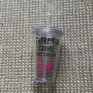 Clear and Pink Party Tumbler with Straw